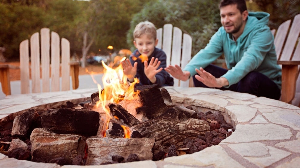 Family by firepit
