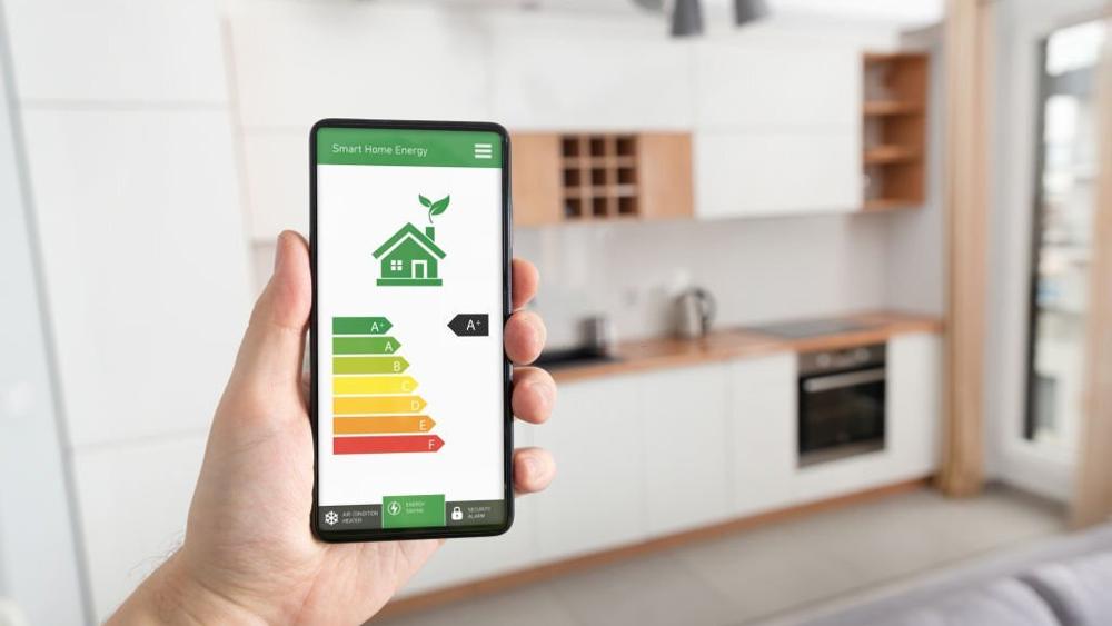 Energy efficiency mobile app shows eco house