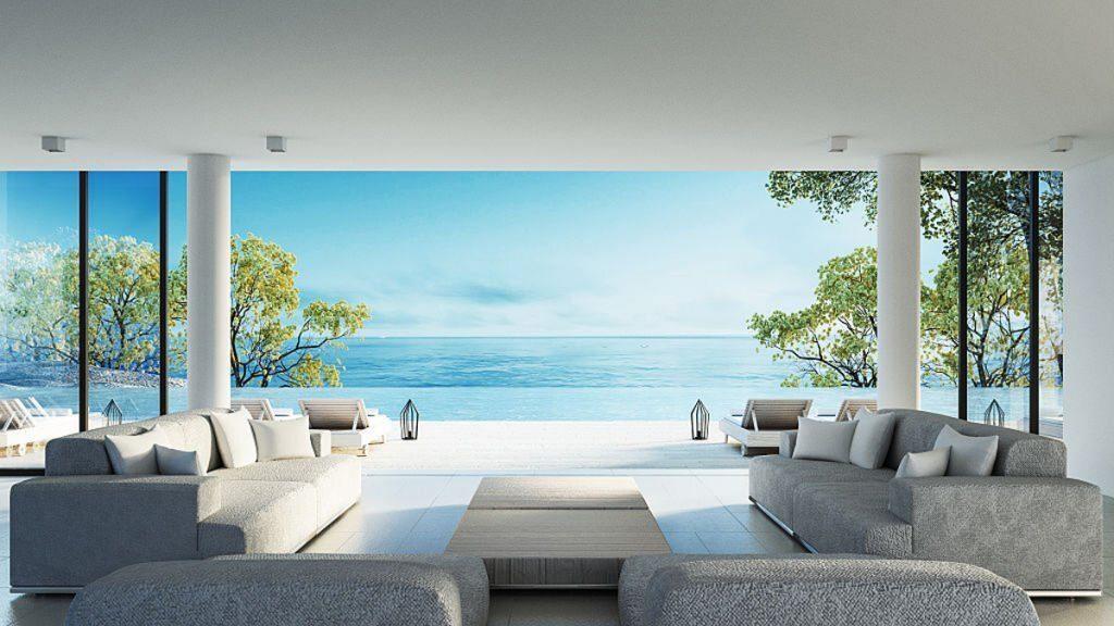 Living room with sea view