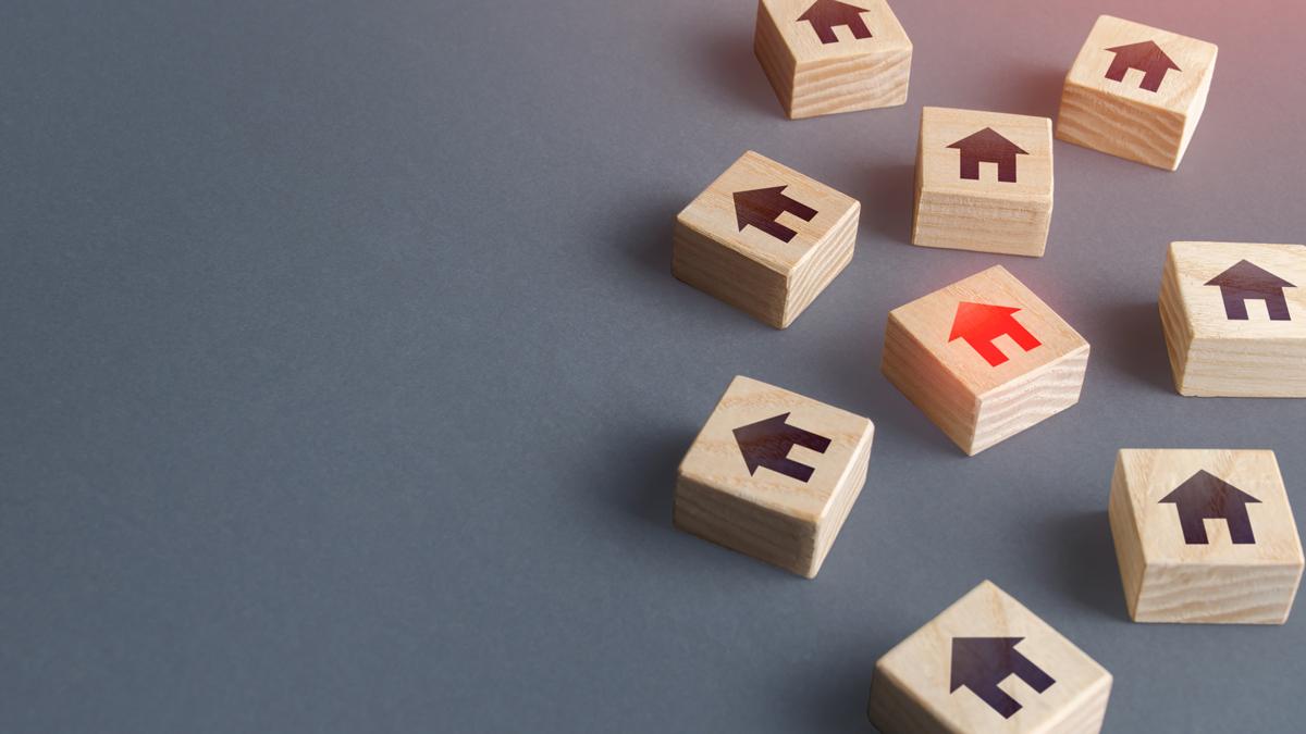 Scattered blocks with houses, finding a home to buy