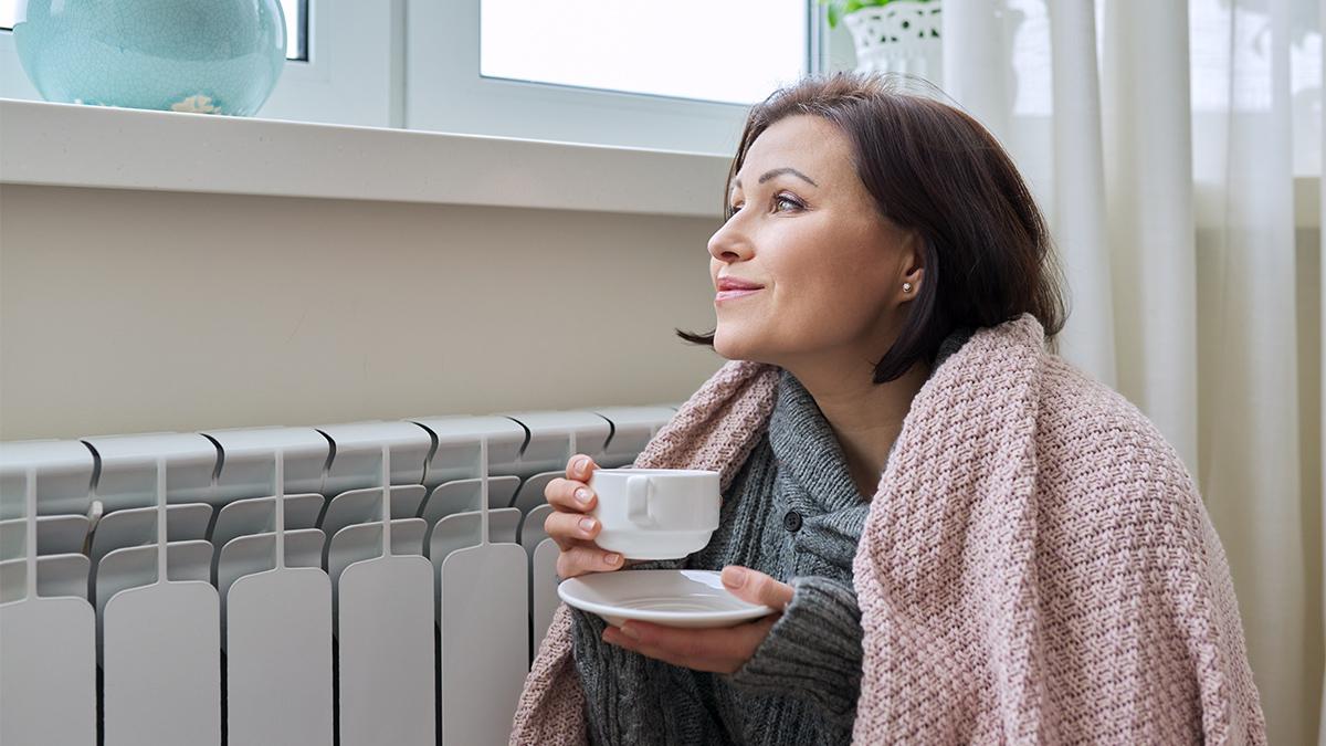 Woman enjoying staying at home in winter